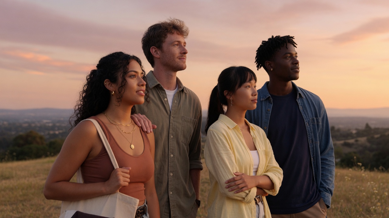 Young people looking toward the future